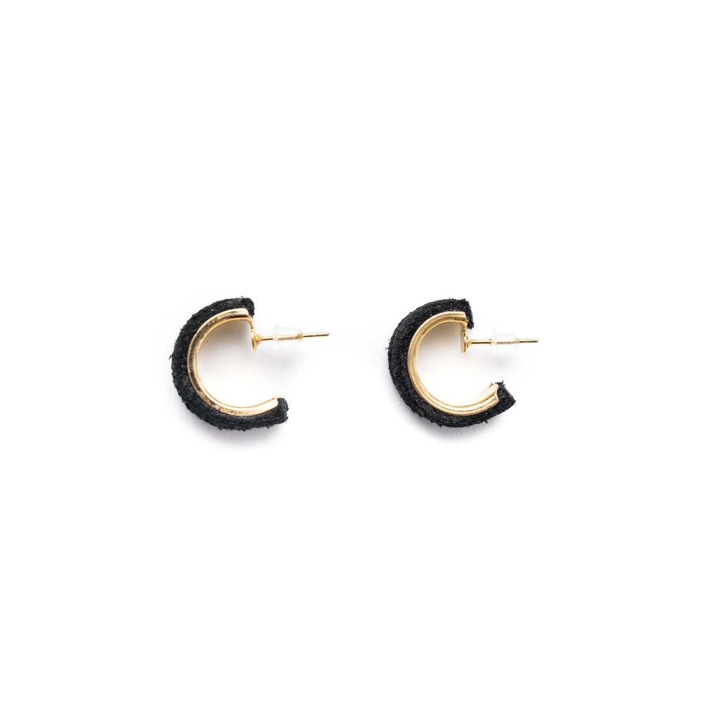 Marciante and Company Black Suede Small Hoop Earrings