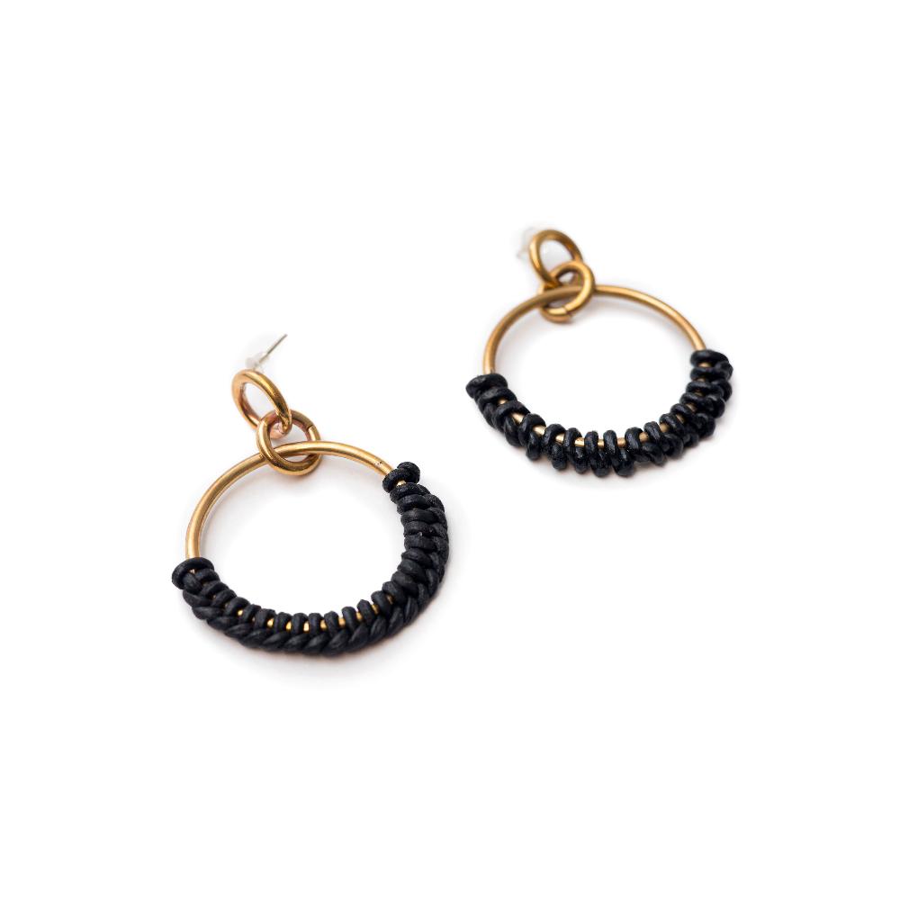 Woven Leather Loop Earring