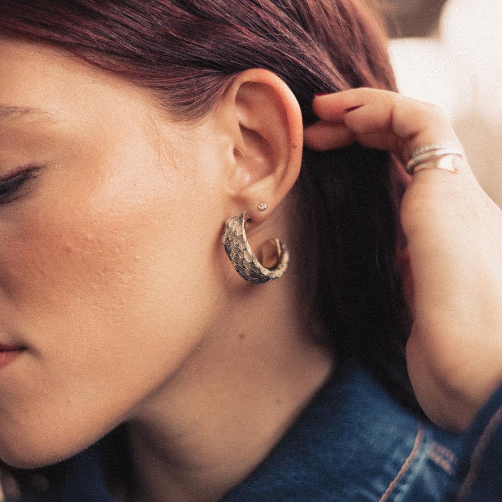 Medium Snakeskin Hoop Earrings