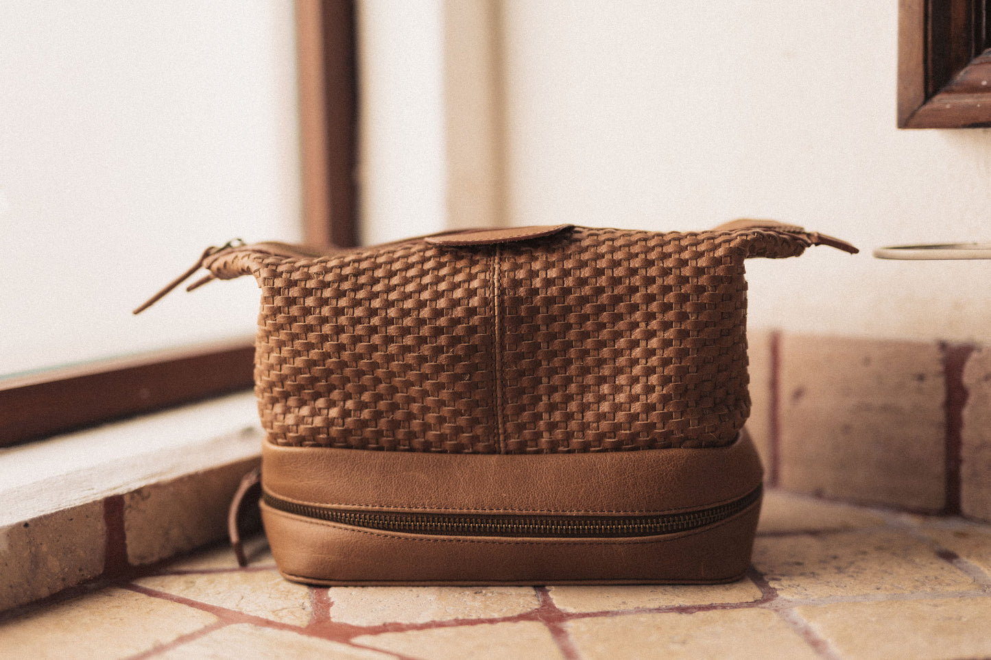 Handwoven Leather Toiletry Bag