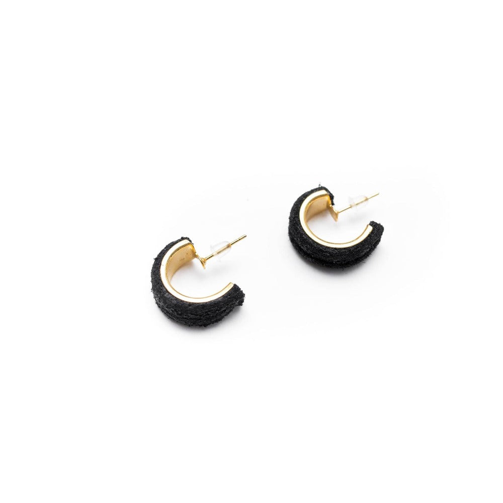Marciante and Company Black Suede Small Hoop Earrings