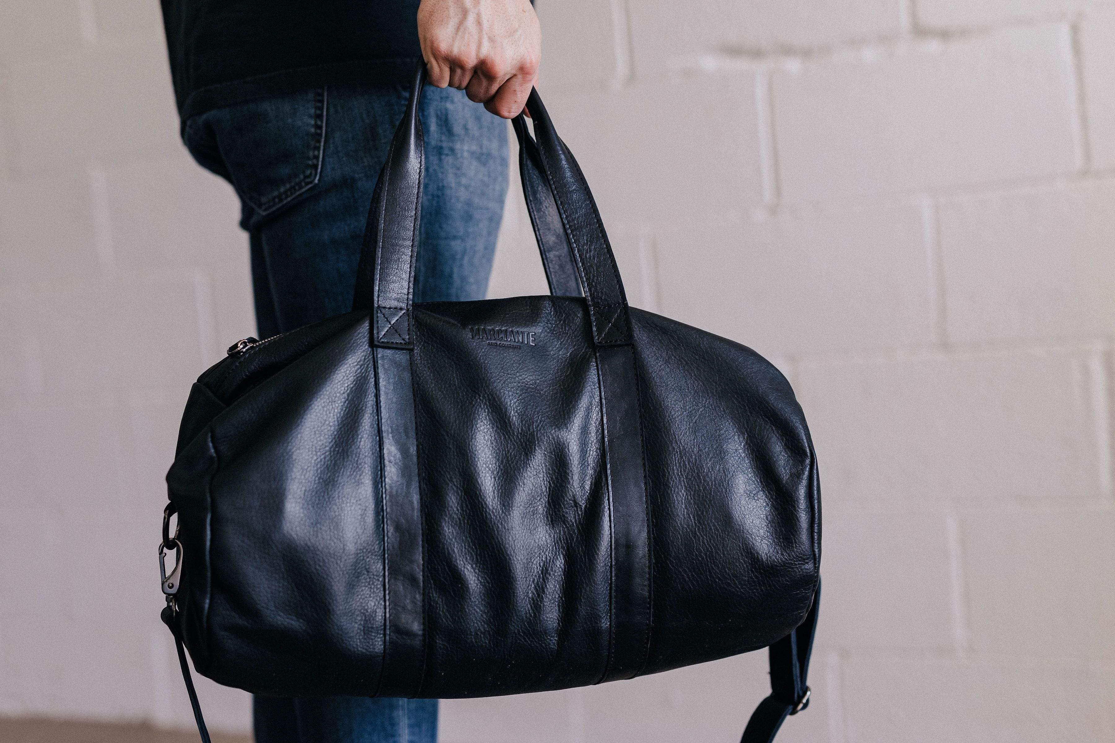 Amazon.com | Leather Travel Duffel Bag | Gym Sports Bag Airplane Luggage  Carry-On Bag | Gift for Father's Day By Aaron Leather Goods | Travel Duffels